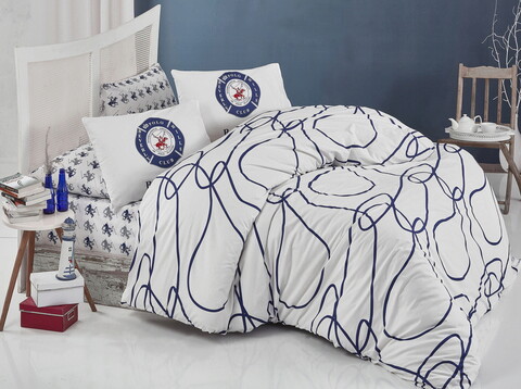 Lenjerie de pat pentru o persoana, bhpc 039 - white, beverly hills polo club, bumbac ranforce