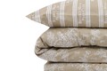 Lenjerie de pat dubla King, 3 piese, 220x240 cm, 60x60 cm, 100% bumbac ranforce, Beverly Hills Polo Club, BHPC 013, crem