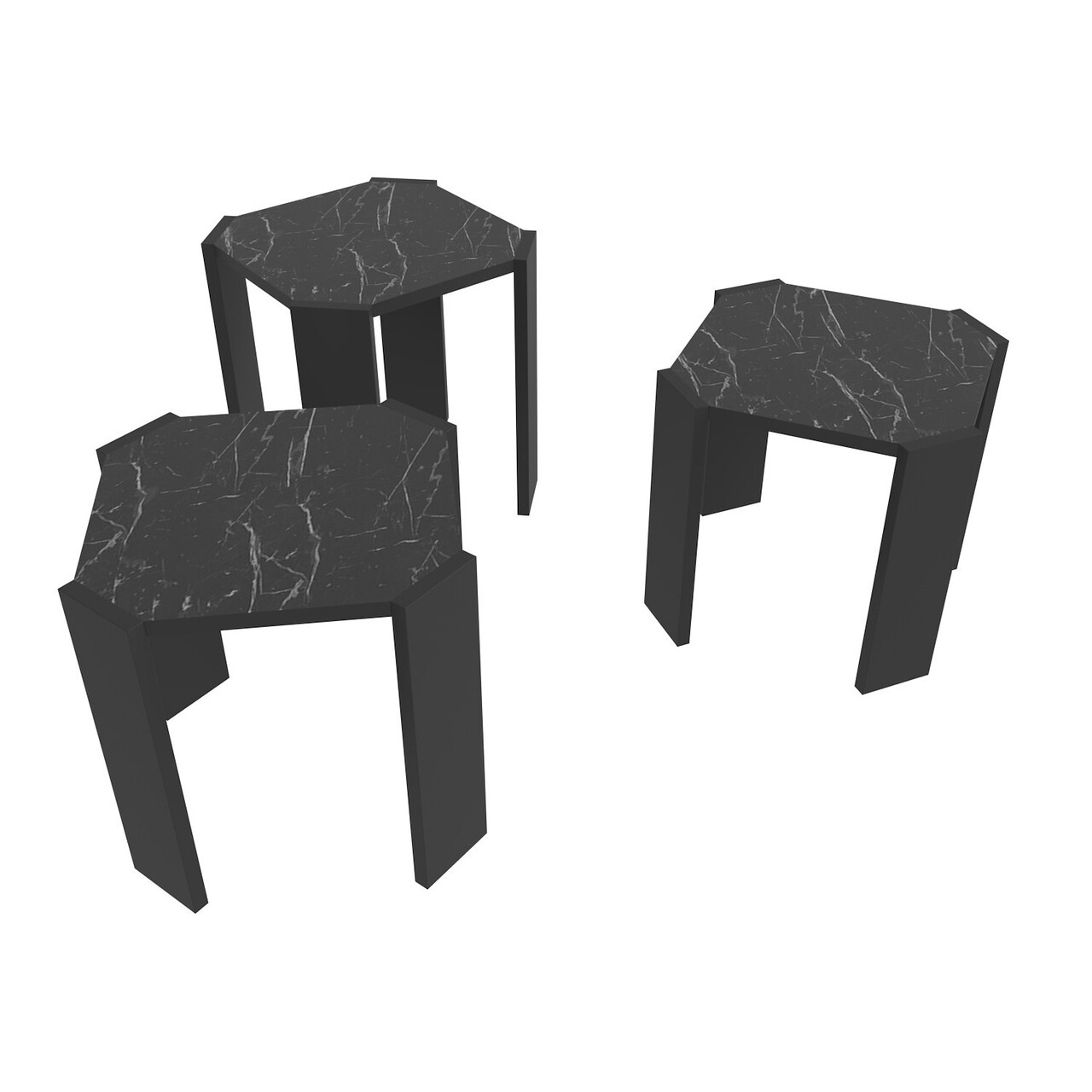 Masuta de cafea, Hanah Home, Lori, 44.5x41x44.5 cm, Negru / Marmură - view 7