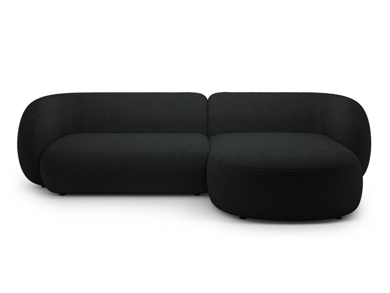 Coltar dreapta 3 locuri, Kate, Micadoni, 285x176x76 cm, tesatura boucle, negru