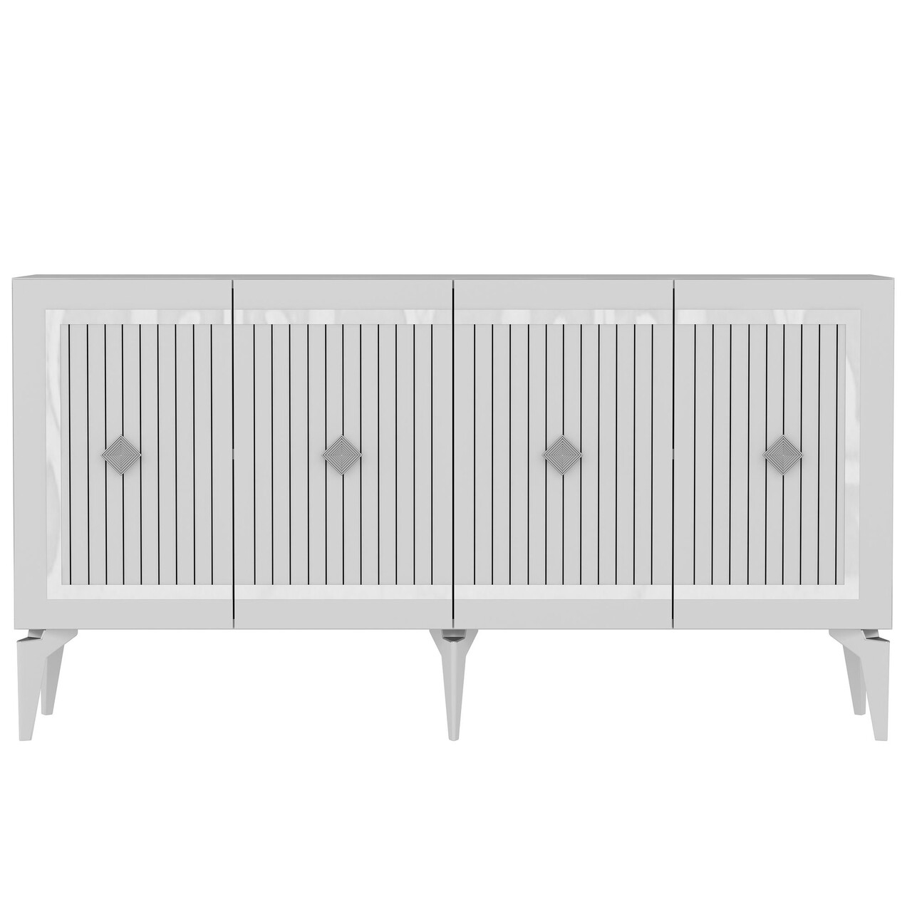 Consola, Hanah Home, Nova, 150x79x40 cm, PAL , Alb / Argintiu - view 5