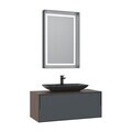 Set Dulap de Baie cu Chiuvetă și Oglindă (2 Piese), Hanah Home, Craft 100, Nuc / Antracit