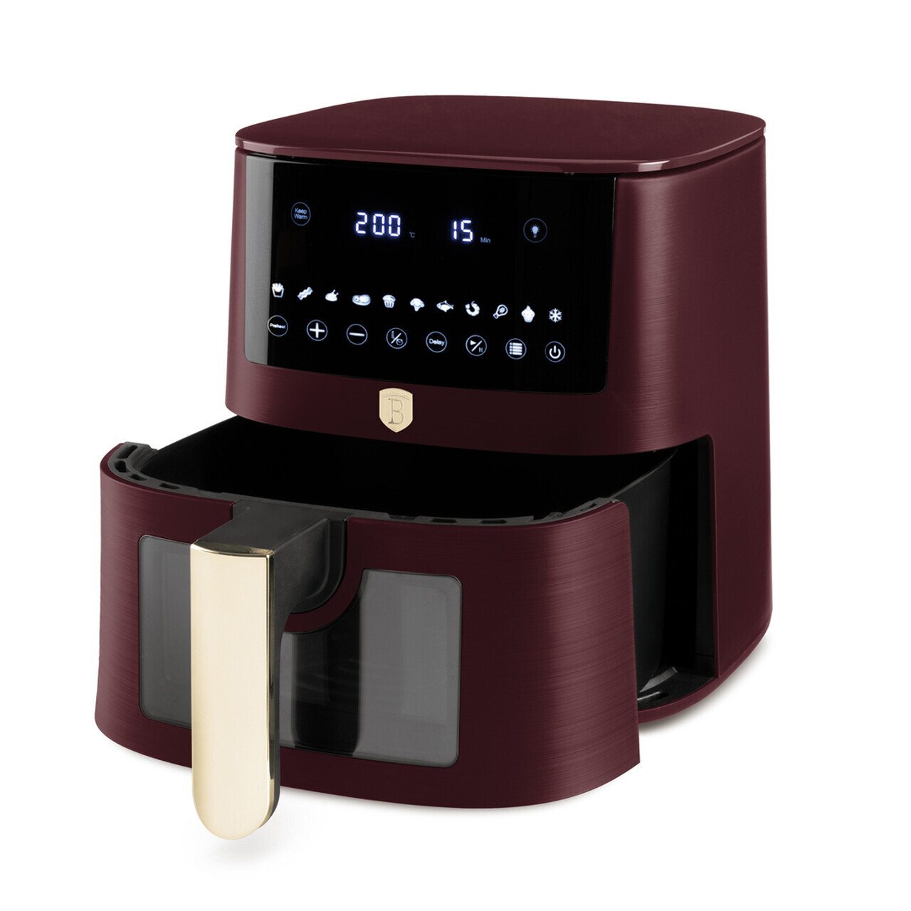 Friteuza cu aer cald si fereastra Berlinger Haus, Leonardo, 38.8x30x32.4 cm, 8 L, 1650W, visiniu mat - imagine 6