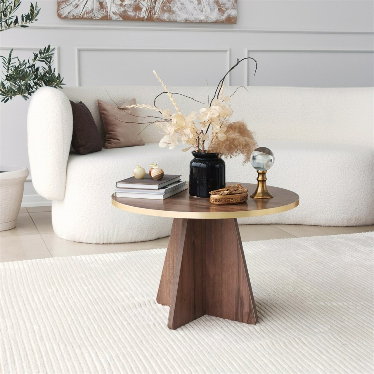 Masuta de cafea, Neostill, Mushroom, 60x40x60 cm, PAL, Aur / Nuc - 2 | YEO