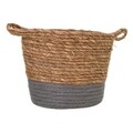 Cos pentru depozitare, Creaciones Meng, 16x19 cm, stuf/hartie impletita, natural/gri