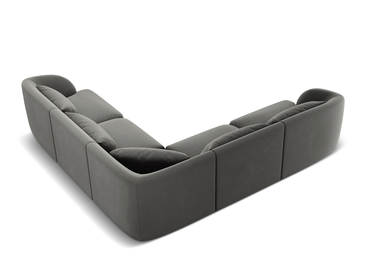 Coltar reversibil 5 locuri, Tulum, Cosmopolitan Design, 255x255x70 cm, catifea, gri deschis