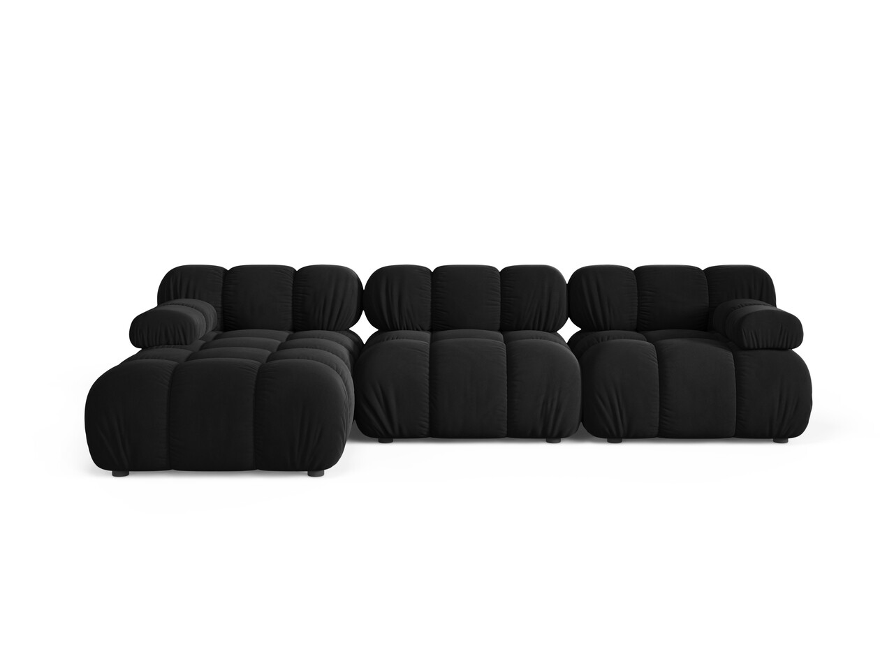 Coltar modular stanga 4 locuri Bellis-51 Micadoni Home 282x155x70 cm catifea negru