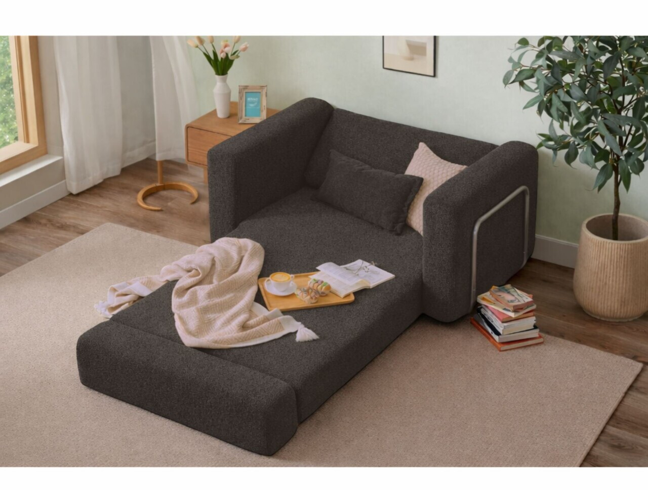 Fotoliu extensibil, Atelier del Sofa, 118FVL1101, Tesatura Boucle, Antracit - view 3