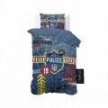 Lenjerie de pat pentru o persoana, Police Man Blue, Royal Textile,  2 piese, 140 x 200 cm, 100% bumbac, multicolora