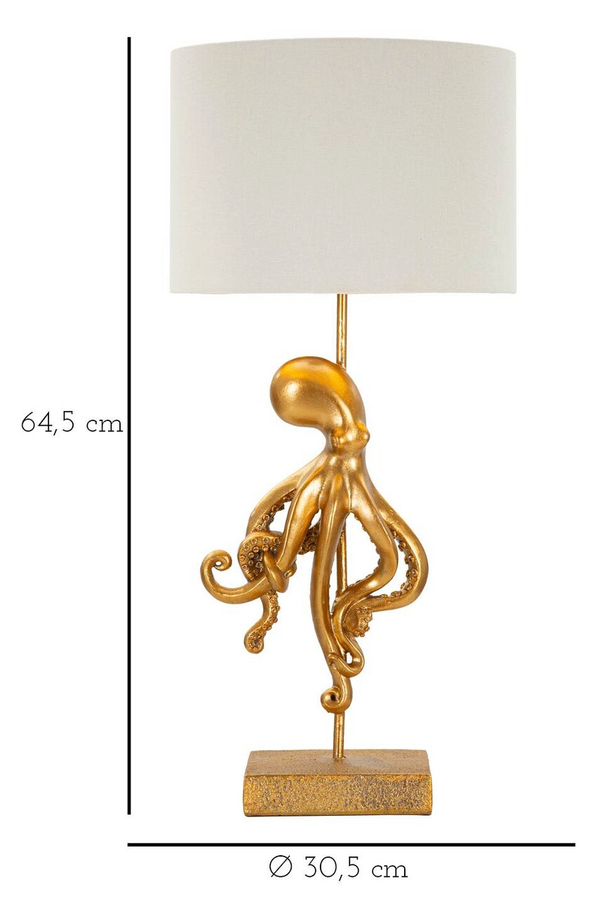 Lampa de masa Octopus, Mauro Ferretti, 1x E27, 40W, 30.5x64.5 cm, polirasina/fier/textil, auriu