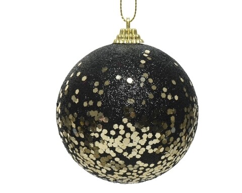 Glob Gold Dots, Decoris, Ø8 cm, spuma, negru/auriu