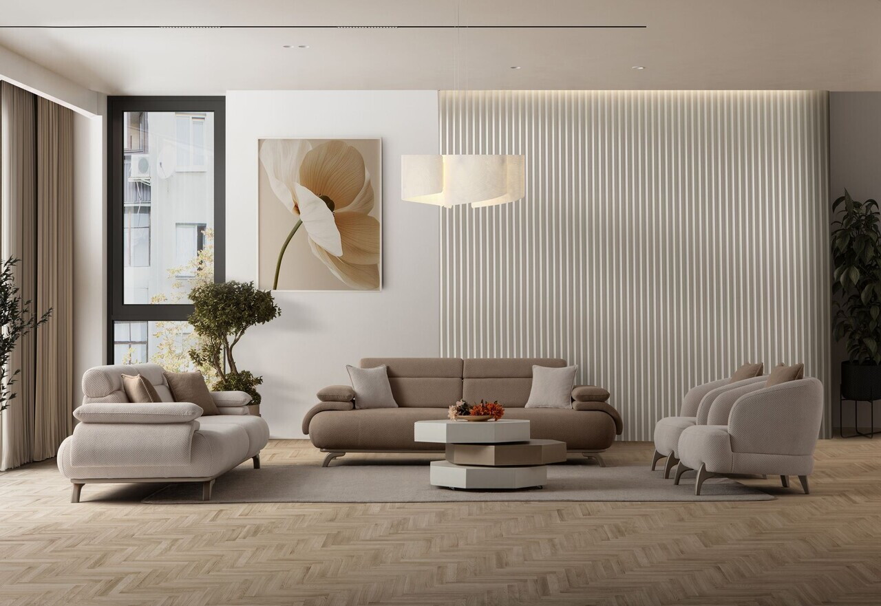 Canapea 3 locuri, Atelier del Sofa, 752EST1139, Lemn de carpen/PAL melaminat, Latte - view 4