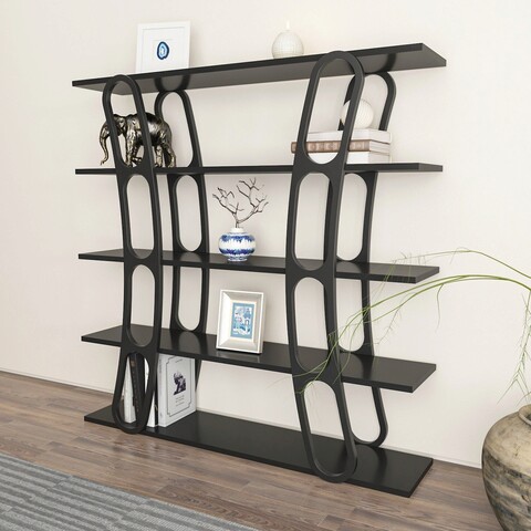 Corp biblioteca, Zena Home, Adar, 120x120x25 cm, PAL, Negru mezoni.ro