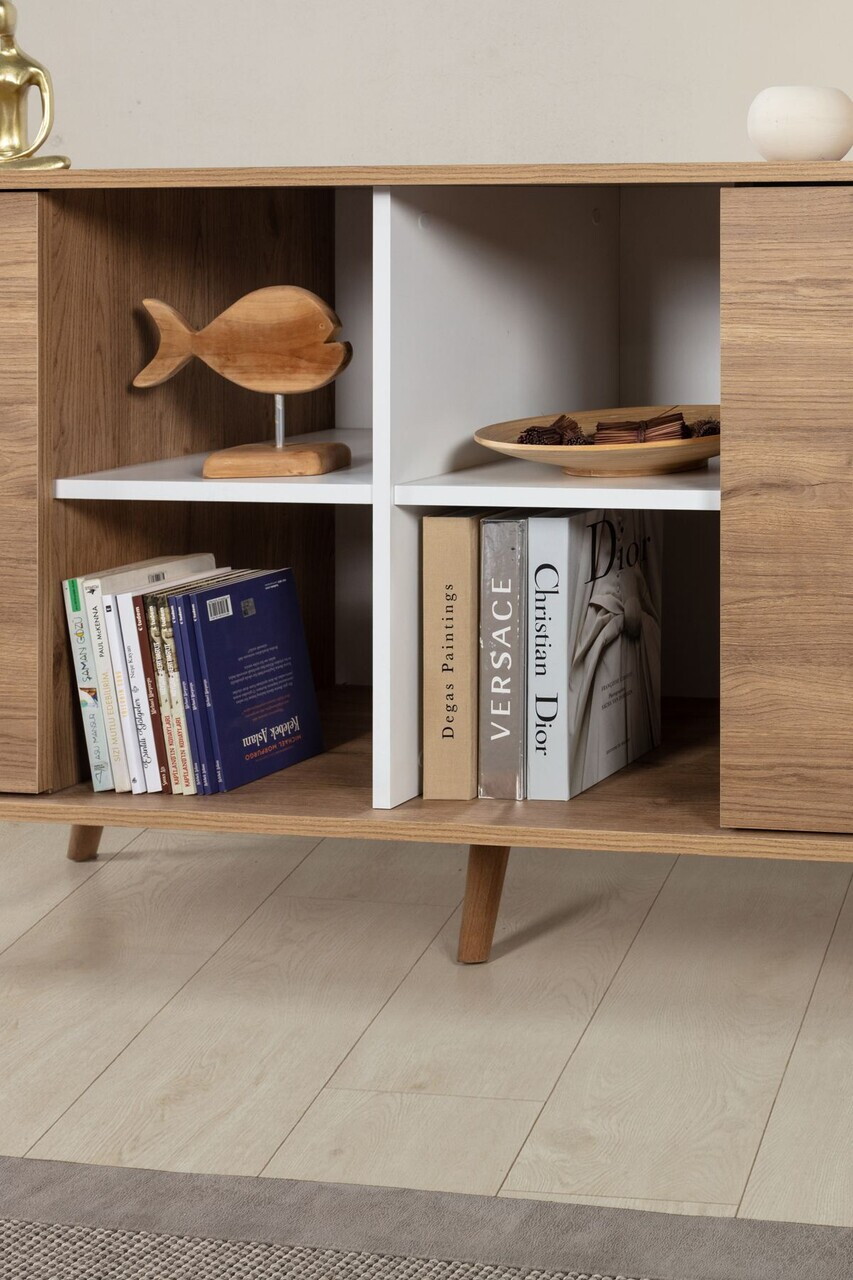 Consola, Hanah Home, Sina 4621, 160x82x44 cm, PAL, Stejar Safir / Alb — imaginea 4