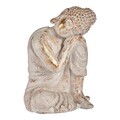Decoratiune Buddha, Ibergarden, 28.5x43.5x37 cm, polirasina, alb/argintiu