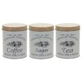Set 3 cutii pentru depozitare Homemade, InArt, 11x14 cm, metal/bambus, alb/natur