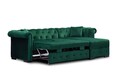 Coltar extensibil cu lada si sezlong dreapta, Chester One, L.247 l.171 H.74, stofa, Velvet Louvre Green