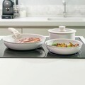 Set tigai cu capac si maner detasabil 5 piese, Passet, InnovaGoods, Ø26, Ø20, Ø18 cm, aluminiu/sticla, bej