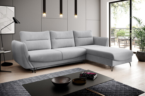 Coltar extensibil dreapta 3 locuri ELTAP, RT-04SO, Silva, 276x201x100 cm, lemn/poliester, gri deschis