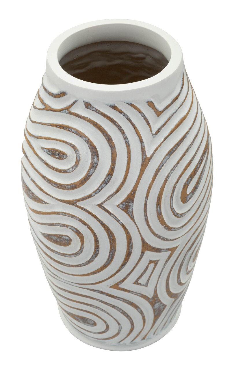 Vaza decorativa, Mauro Ferretti, Oblix, 19.5x35 cm, polirasina, alb decolorat - imagine 4