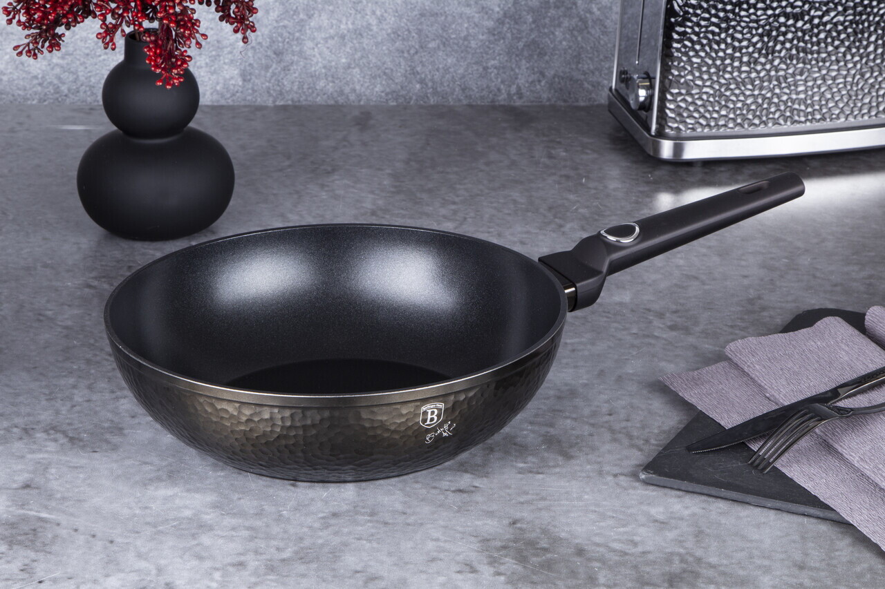 Tigaie Wok Berlinger Haus, Primal Gloss, 28 cm, 3.2 L, aluminiu forjat, negru - imagine 2