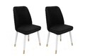 Set scaune 4 piese, Nmobb, Hugo-406 V4, Metal, Negru / Alb / Auriu
