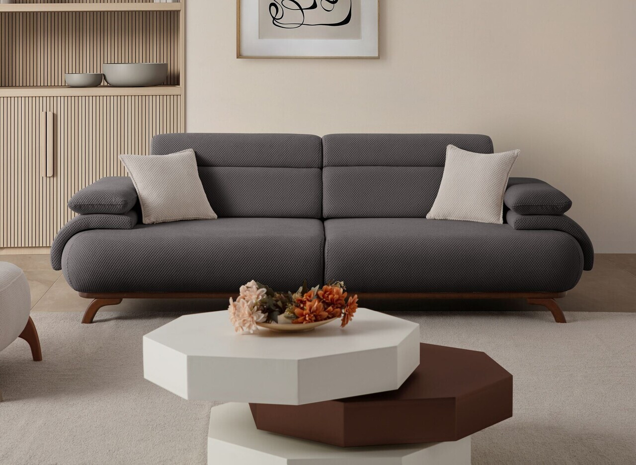 Canapea 3 locuri, Atelier del Sofa, 752EST1146, Lemn de carpen/PAL melaminat, Antracit - view 2