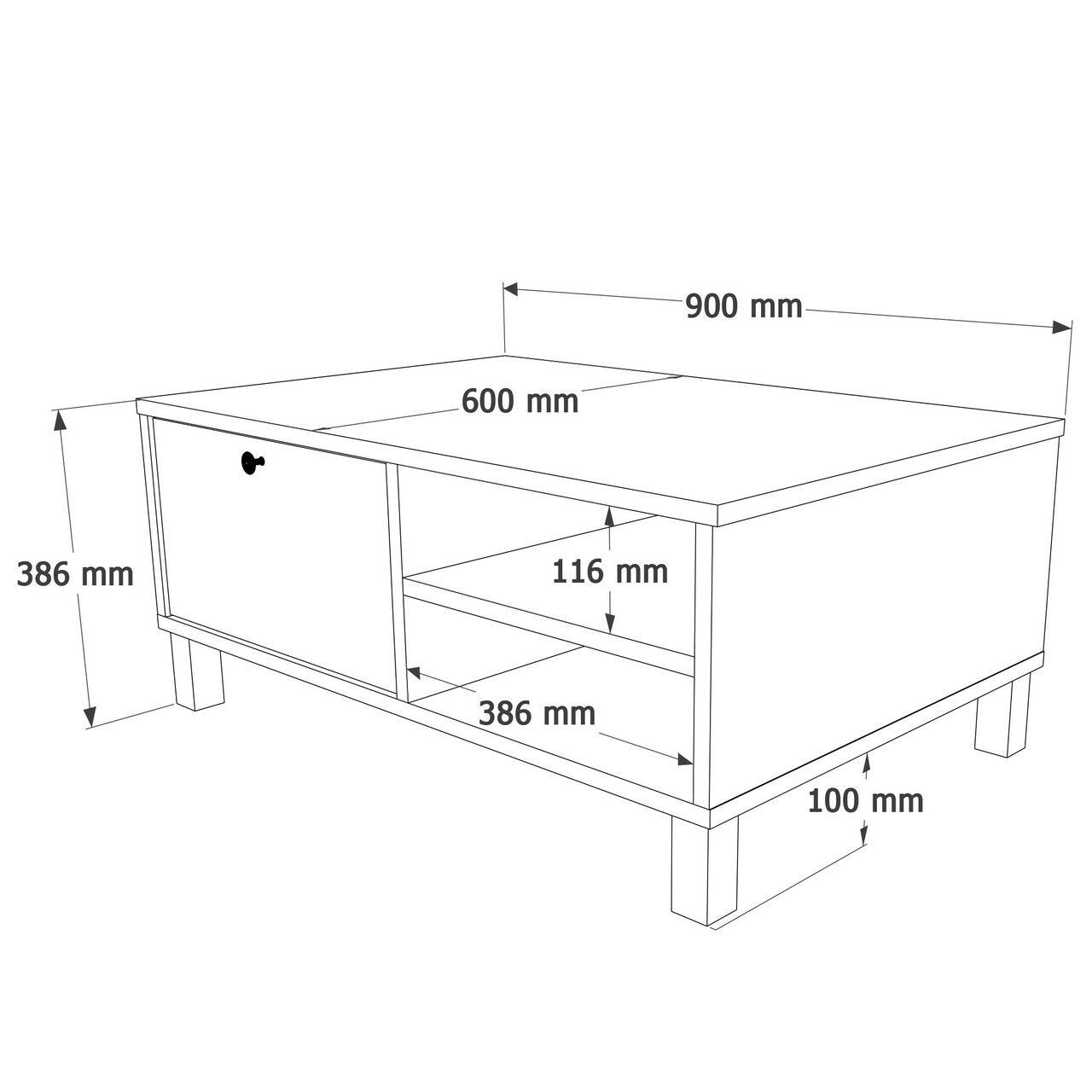Masuta de cafea, Hanah Home, Nord, 90x38.6x60 cm, PAL, Alb / Stejar — imaginea 7