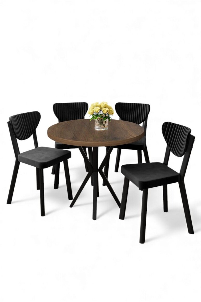 Set masă și scaune (5 bucăți), Hanah Home, Agnes, Baroc / Negru - view 2