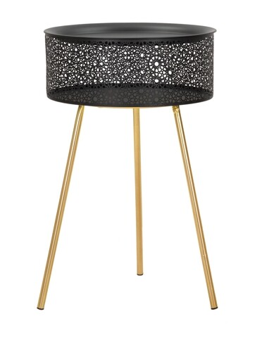 Masuta de cafea Blacky, Mauro Ferretti,  Ø 40x65 cm, fier, auriu/negru