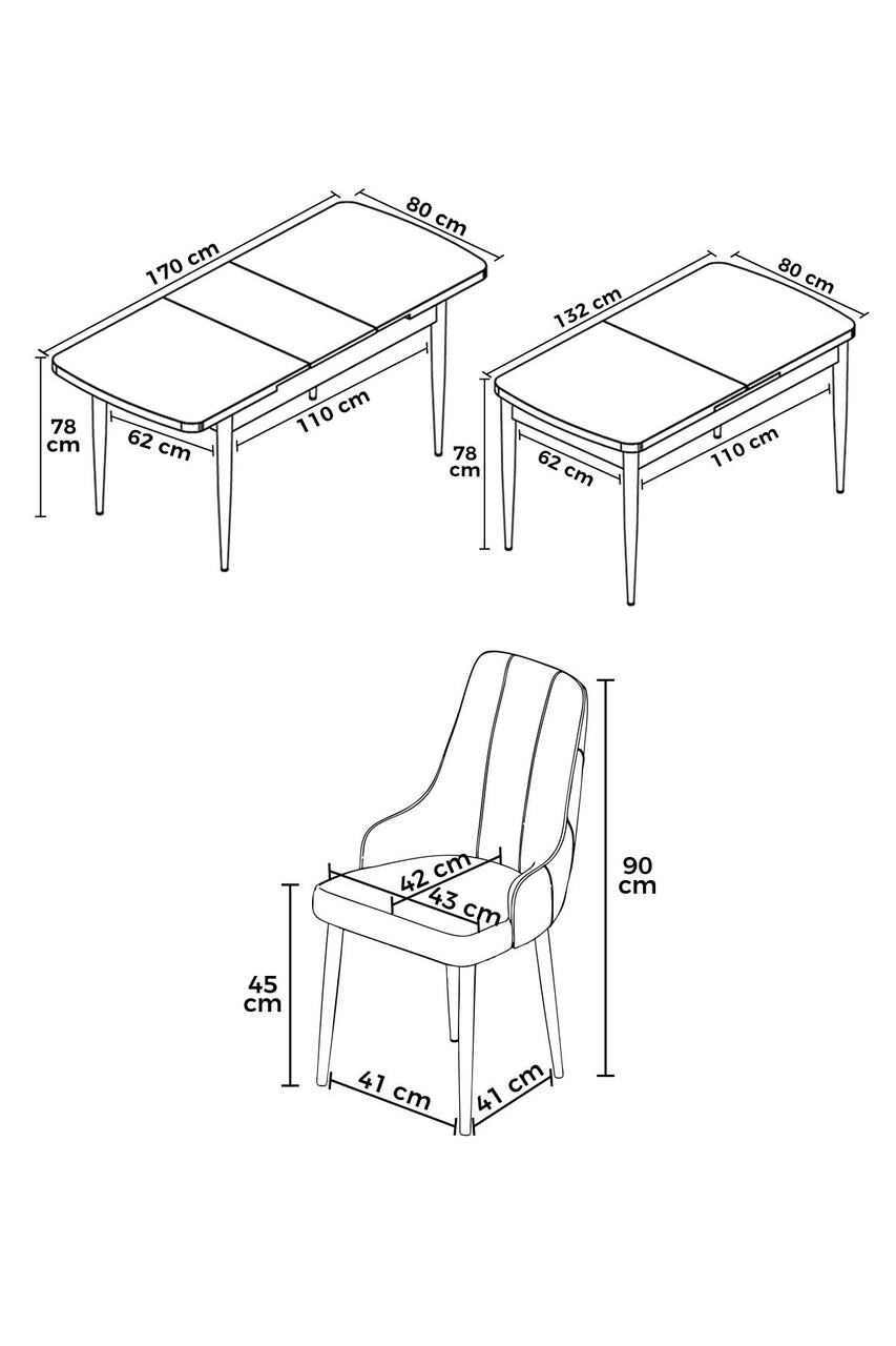 Set masa extensibila si scaune (5 piese), Hanah Home, Nex, Model baroc din lemn / Crem — imaginea 3