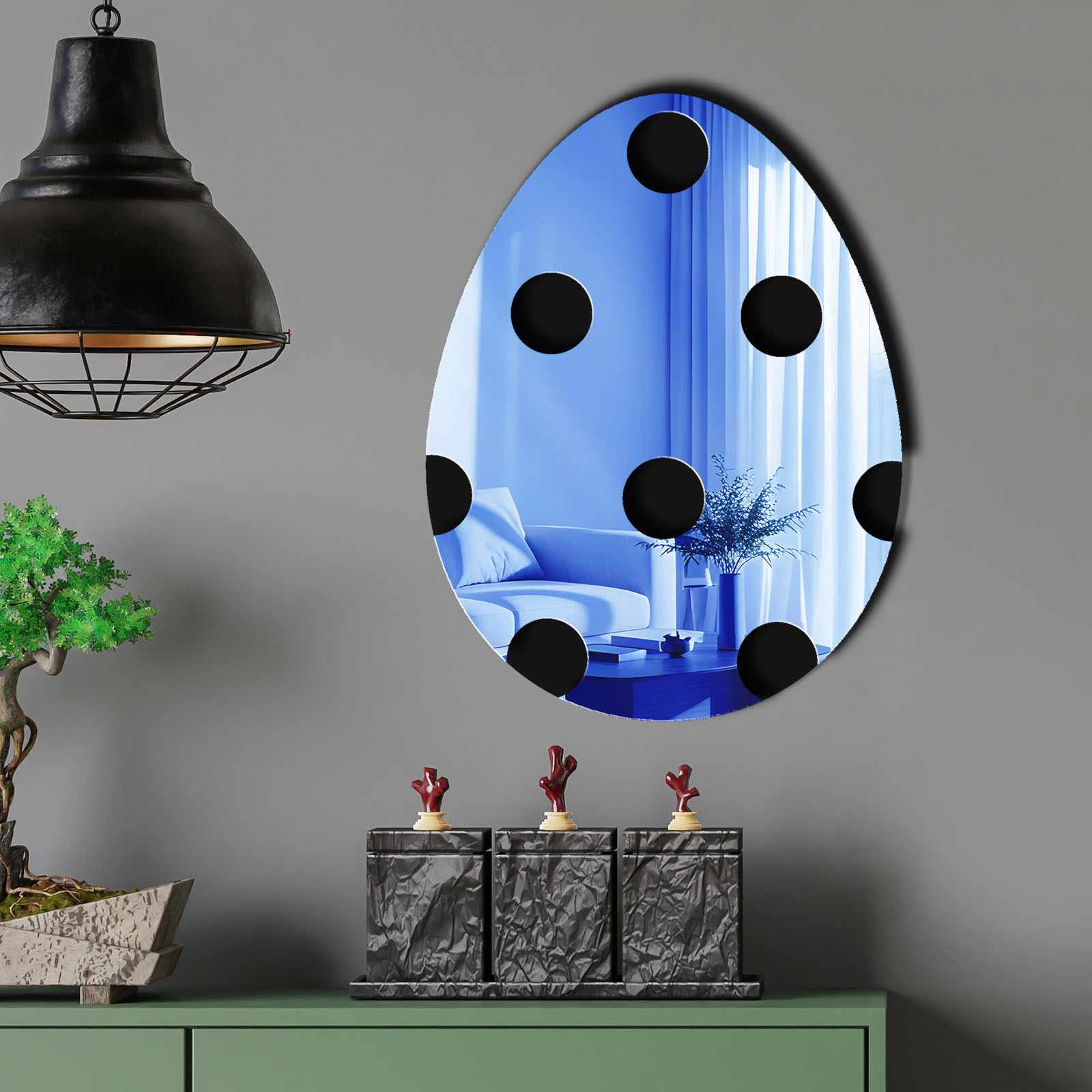 Oglinda decorativa, EAS003BLUE, Baza din 100% EVA (Grosime: 10 mm), Albastru