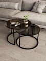 Set masute de cafea, Hanah Home, Milas, Negru / Fume