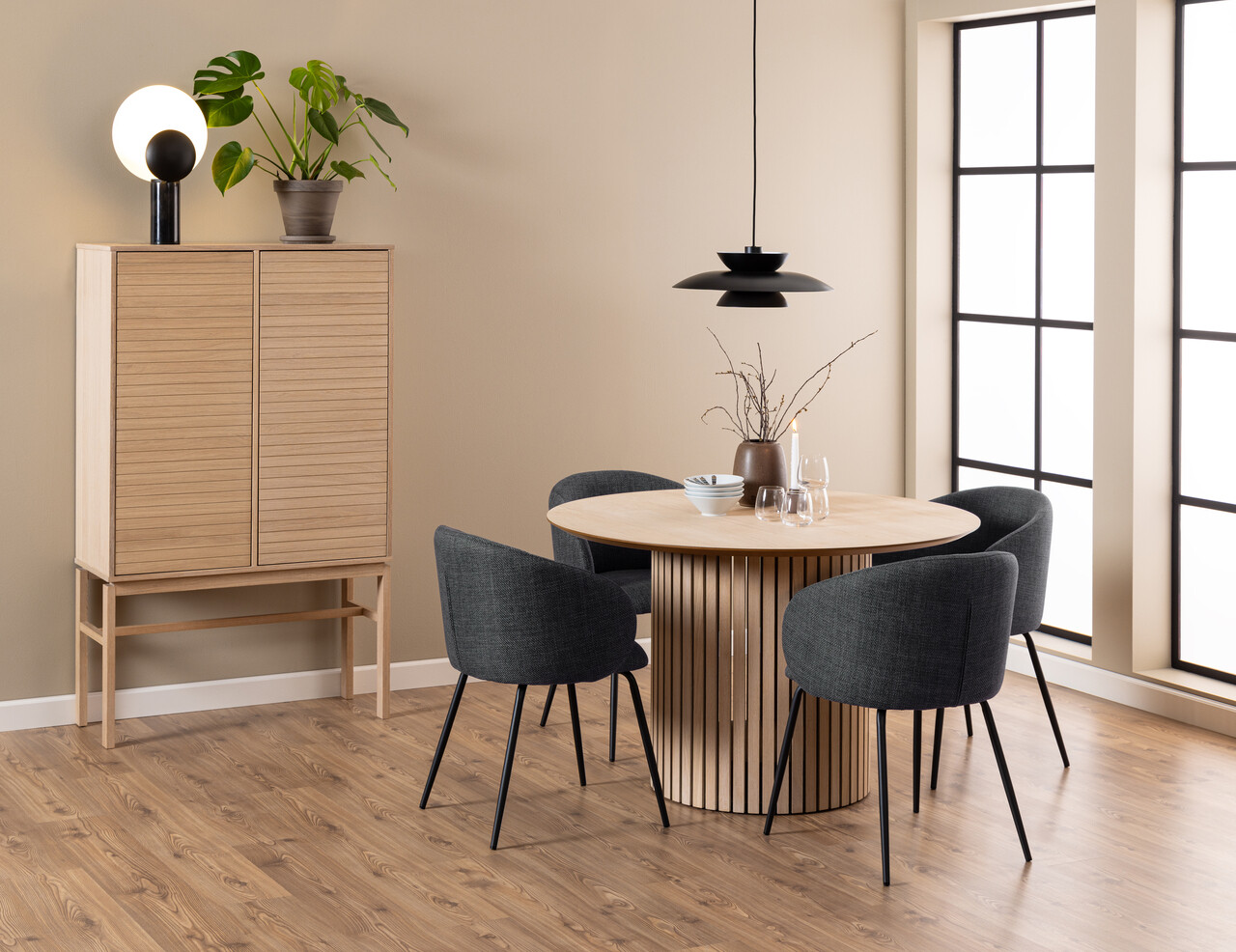 Scaun Eleanor, Actona, 55.5x55x79 cm, tesatura structurata/otel, gri inchis - view 7