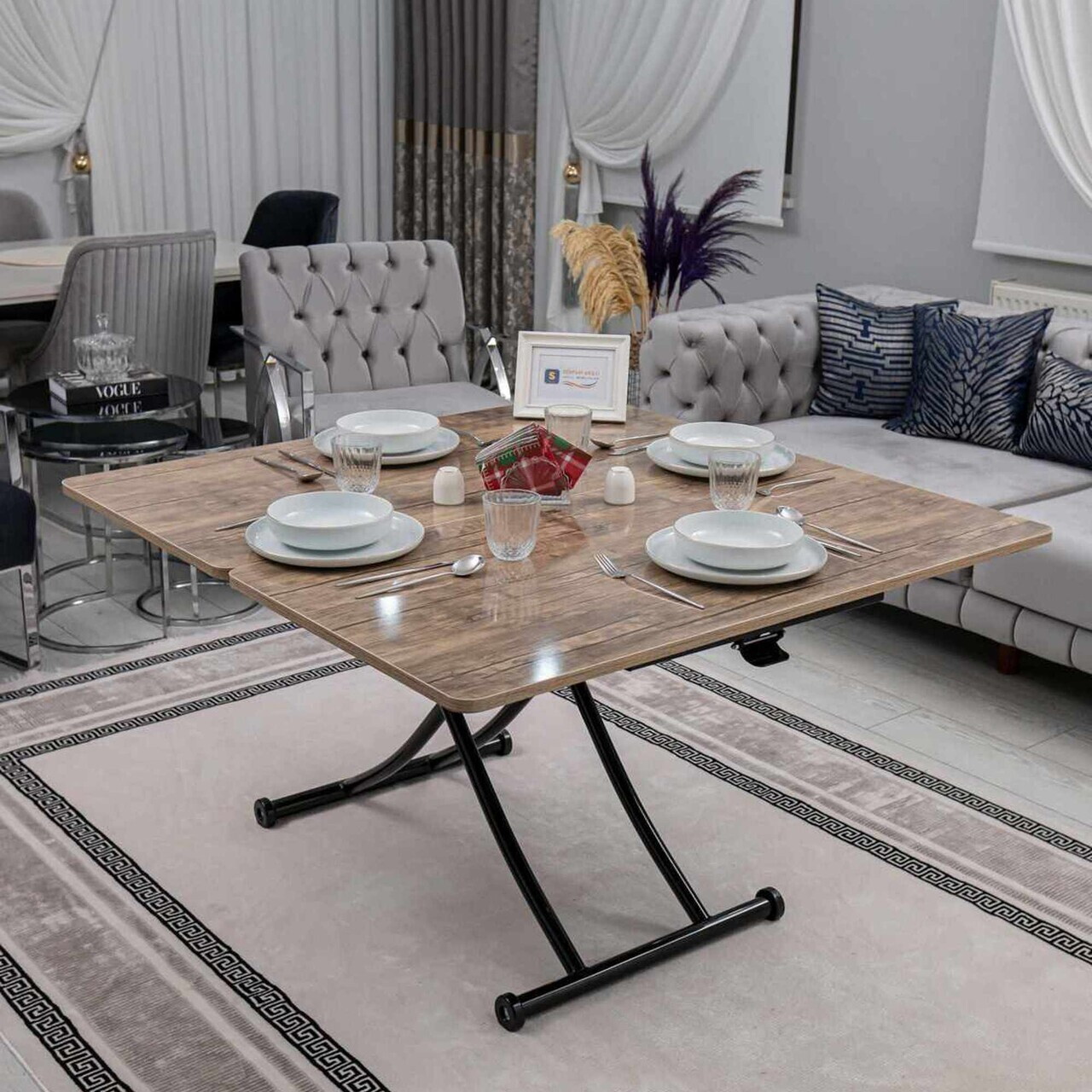 Masuta de cafea, Hanah Home, Juppo Int, MDF, Antic / Negru — imaginea 3