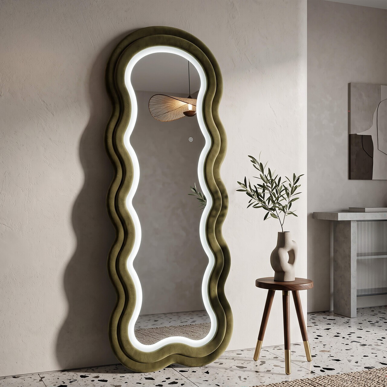 Oglinda de perete cu LED, Irregular Frame, Mauro Ferretti, MDF, 60x160 cm, verde — imaginea 4