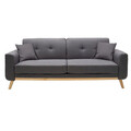Canapea extensibila 3 locuri Carmelo, Pakoworld, 214x80x86 cm, lemn/textil, gri inchis