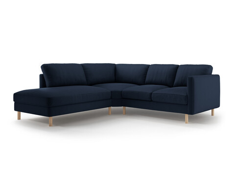 Coltar stanga 4 locuri, Eden, Micadoni, 267x234x90 cm, catifea, albastru inchis