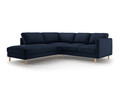 Coltar stanga 4 locuri, Eden, Micadoni, 267x234x90 cm, catifea, albastru inchis