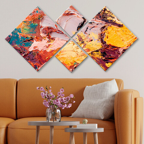 Set 4 tablouri decorative, 4mdf447918844, mdf, imprimat uv, multicolor