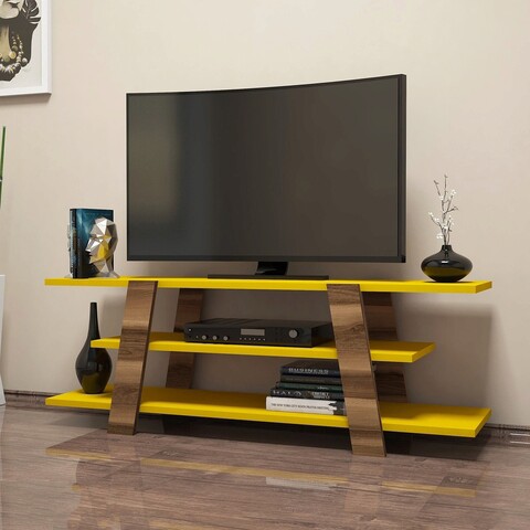 Comoda tv, hommy craft, flower, 120x42x33.6 cm, nuc / galben