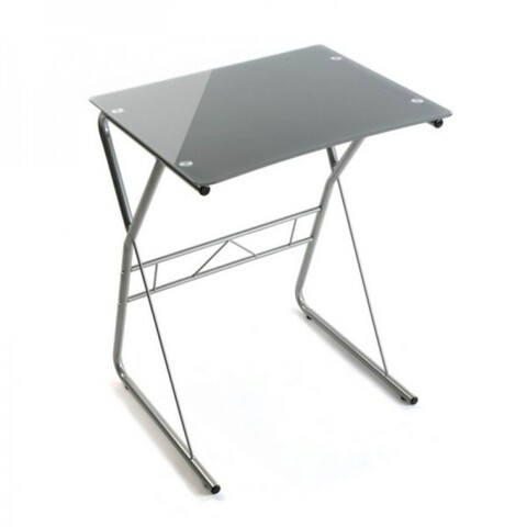 Birou, silver, 47.5 x 75 x 60 cm, metal/sticla, gri