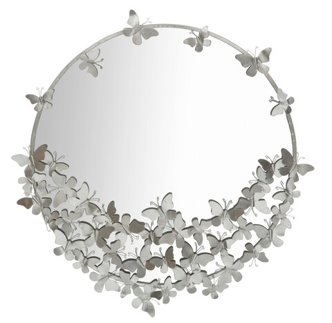 Oglinda decorativa Butterfly, Mauro Ferretti, Ø 91 cm, fier, argintiu Mauro Ferretti