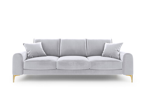 Canapea, Madara, Mazzini Sofas, 3 locuri, gold legs, 222x102x90 cm, catifea, argintiu