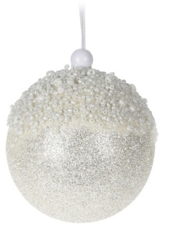 Glob Beads and glitter, Ø8 cm, polistiren, alb/argintiu alb/argintiu pret redus