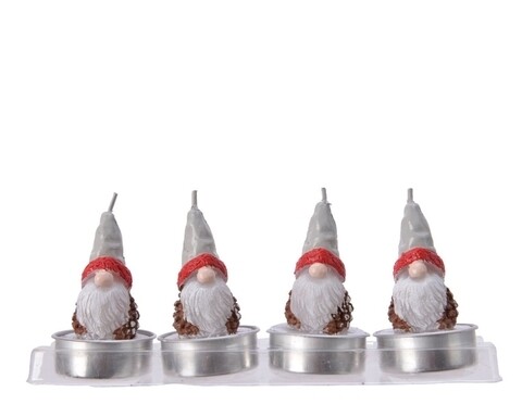 Set 4 lumanari Gnome, Decoris, ceara, multicolor