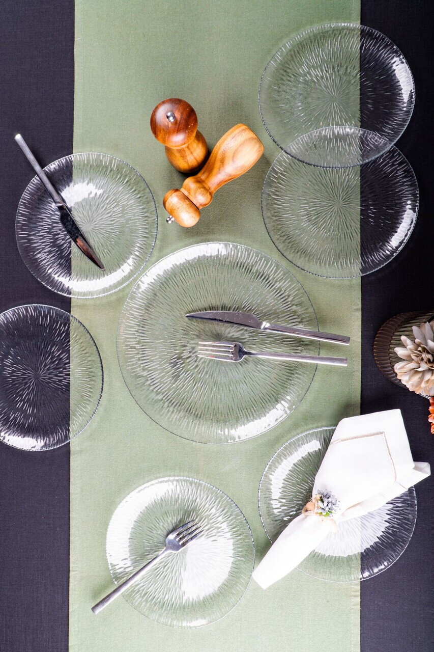 Set platouri servire desert Hermia 858CMR1902 Sticla Farfurie de servire: 25 cm (1 bucată) Transparent