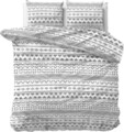 Lenjerie de pat pentru doua persoane, Satin Scandino White, Royal Textile, 3 piese, bumbac satinat, alb/gri