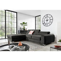 Coltar extensibil stanga 3 locuri ELTAP, LT-05NU, Grayson, 278x205x92 cm, lemn/poliester, gri inchis