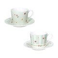 Set 2 cesti cu farfurie pentru cafea, Polline Green, Brandani, D11x7 cm, 50 ml, portelan New Bone China